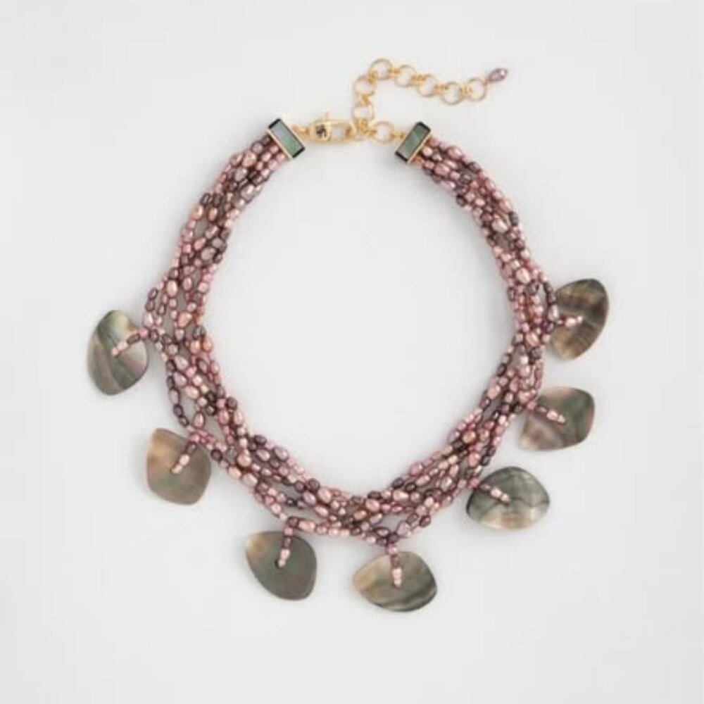 Chico's Genuine Shell Collar Necklace with Lobster Claw closure 18+4" NEW